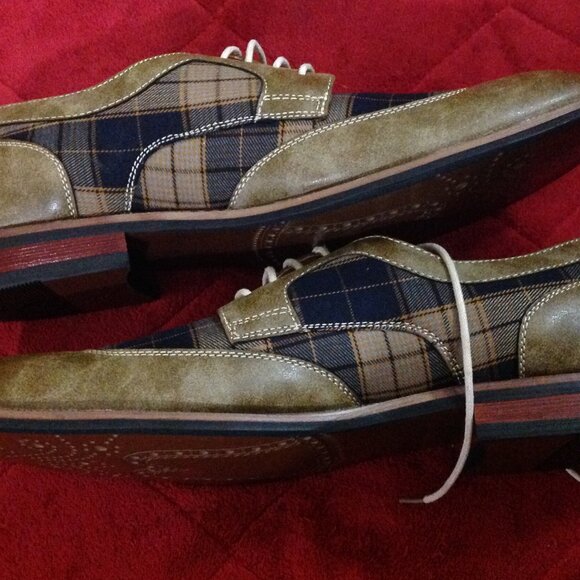 Ferro Aldo Julian Plaid Wingtip Dress Shoes Size 9 ½ M New Never W - Picture 8 of 12